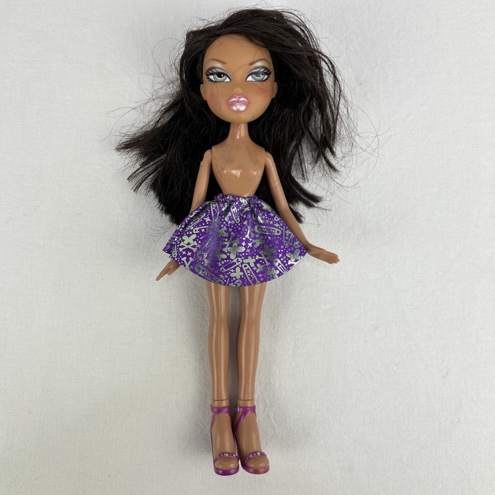 Bratz Be-Bratz Purple Yasmin Doll 2007 Nude Brunette Blue-Yellow Eyes Pink Lips